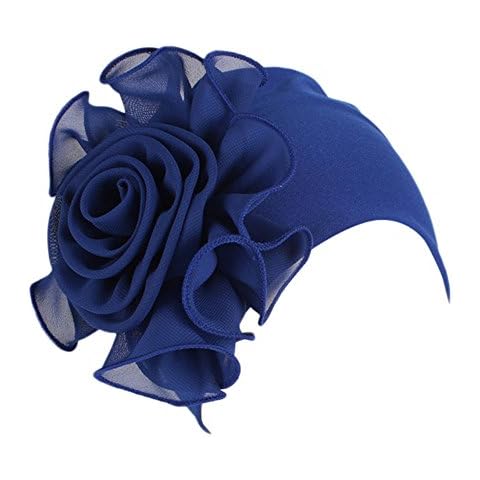 Doingshop Ruffle Chemo Turban Headband Scarf Beanie Cap Hat for Cancer Patient(Dark Blue) Cover