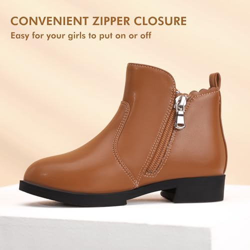 PANDANINJIA Toddler/Little Kid Girl's Clara Fashion Short Ankle Boots Pearls Bow Dress Booties with Zipper4