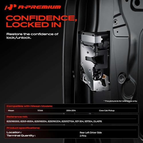 Image of A-Premium Rear Left Driver Side Door Lock Actuator Compatible with 2004-2014 Nissan Titan Crew Cab Pickup