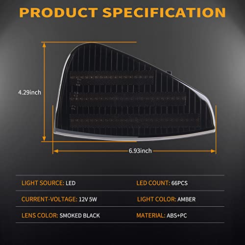 Gempro Led Front Side Marker Lights Assembly For Dodge Charger 2006 2007 2008 2009 2010 Corner Signal Lamps Driver And Passenger Side, 2Pcs (Smoked Black) #TOP2