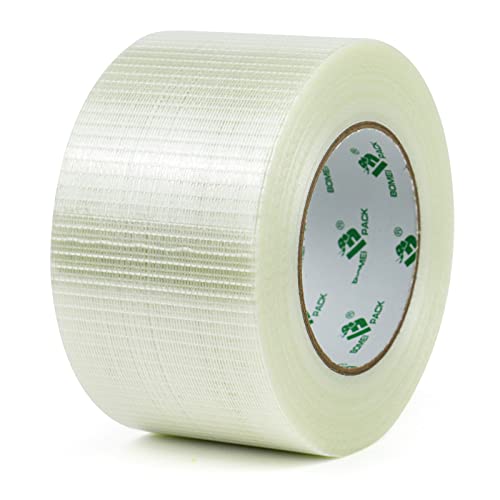 BOMEI PACK Filament-Umreifungsband, 1 Stück 75mm x 50m Transparentes,...