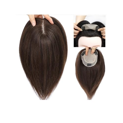 Topper De Cabello Humano Natural Con Flequillo, Postizo De Cabello Liso, Extensiones De Cabello Remy Naturales, Topes De Cabello For Mujeres, Cabello Real Wiglets(10inch,Medium Brown)