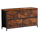 SURFOU Cómoda con cajones, cajonera, cajonera, aparador Dormitorio, aparador de Tela, Vintage, marrón, Marco de Metal, para salón, Entrada, guardería, Pasillo