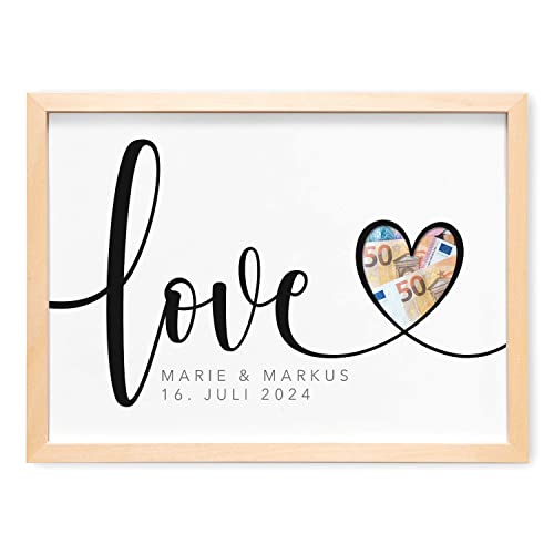 DEL MÀ Unique & Personal Geldgeschenk zur Hochzeit Personalisiertes Bild Love Hochzeitsgeschenk für Brautpaar Geld mit Bilderrahmen Hochzeitsposter Geld Verpackung Cover