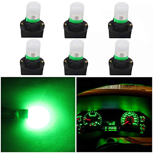 Image of WLJH Green 194 Led Lights Car Dashboard Instrument Panel Bulbs Gauge Tach Speedometer 168 2825 T10 Led Bulb PC195 PC194 Twist Socket Dash Cluster, Pack of 6 | 3030 SMD, Dimmable, Stable Performance, PC195 PC161 PC168, Gauge Backlight, Instrument Light, No Dark Spots, 6-Pack
