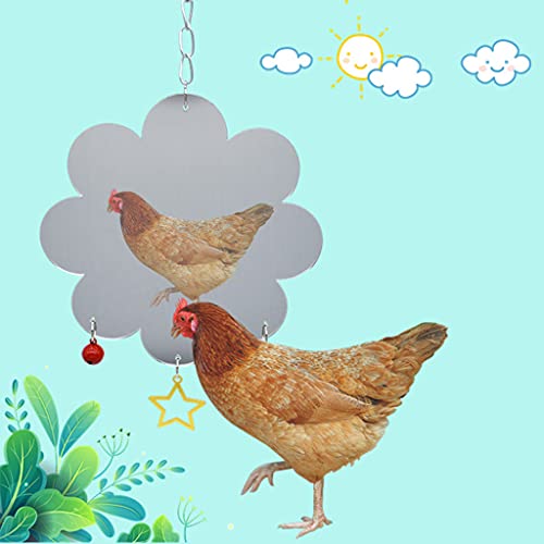 YO-HAPPY Chicken Toys for Hens with Mirrors Chicken Swing Mirror Toy with Bell Star for Chicks Roosters Large One Side Mirror - Image 4