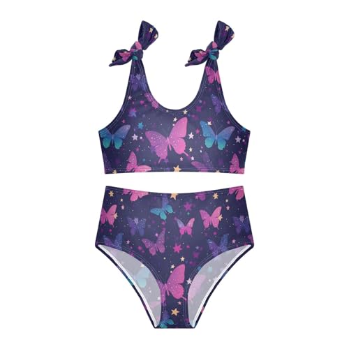 Wusikd Butterflies Girls Swimsuits Two Piece Purple Pink Swimwear Bikini Set for for Girls Size 3T3