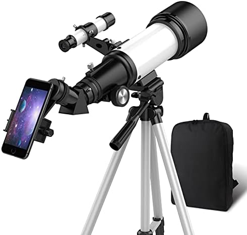 OYS Telescope, Telescopes for Adults, 70mm Aperture 400mm AZ Mount, Telescope for Kids Beginners, Fully Multi-Coated Optics, Astronomy Refractor with Tripod, Phone Adapter, Backpack
