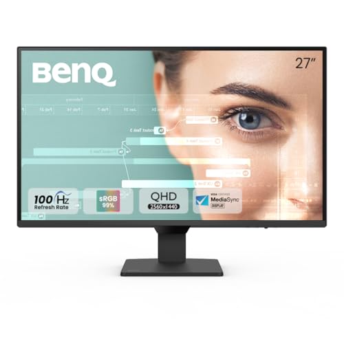 BenQ GW2790Q, 27 Inch (68.58 cm), IPS, 2K QHD 2560x1440, 100Hz, Black, 99% sRGB, 1500:1 CR, Eye-Careu, Dual HDMI, DisplayPort, Bezel-Less, Eyesafe, Wall Mountable Monitor view 1