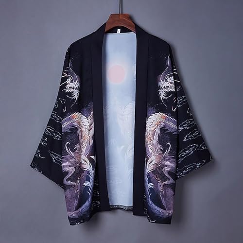 Image of Women's and Men Kimono Cardigan Japanese Long Sleeves Lightweight Open Front Coat Tops