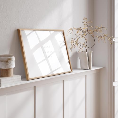 puthiac 20x24 Oak Wood Picture Frames -20"x24" Poster Frames for Wall, 20x24 Picture Frames for Wall, 20 x 24 Picture Frame, 20 x 24 Frames(1 Pack, Beige)