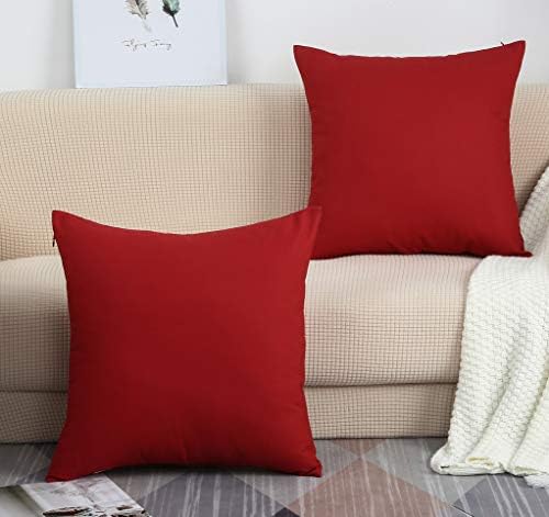 TangDepot Cotton Solid Throw Pillow Covers, 26" x 26" , Deep Red
