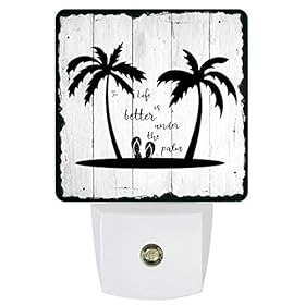 Summer Palm Tree Plug-in Night Light Lamp with Sensor,White Wooden Board Wall LED Nightlights Auto Dusk to Dawn Sensor… 41GZDYZNLXL. SS280