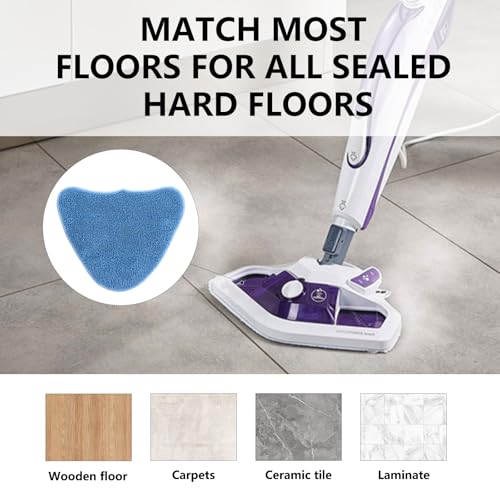 ASelected 6PCS Microfiber Steam Mop Pads Replacement,Washable Microfiber Steamer Mop Pads,Compatible with Vax Steam Mop Pads S85-CM,S86-SF-P,S86-SF-T,S86-SF-C,S86-SF-CC,S2ST,S2S,VRS29M,VRS26
