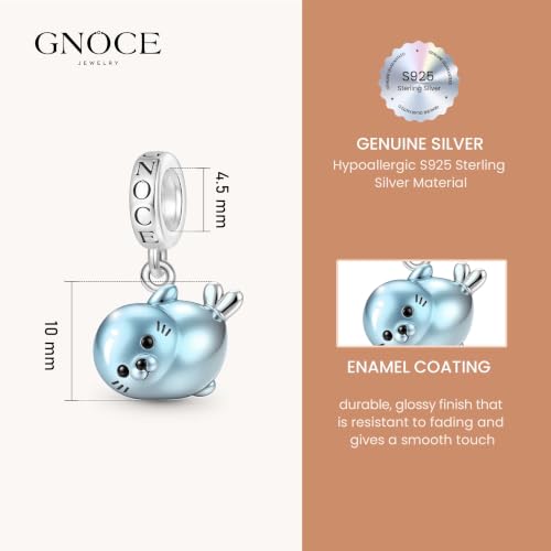 Image of GNOCE Ocean World Cute Animal Charm Beads,925 Sterling Silver Dangle Charms Fit Bracelets & Necklace, Hand-Finished Keepsake Travel Jewelry Gift for Women Men BBF