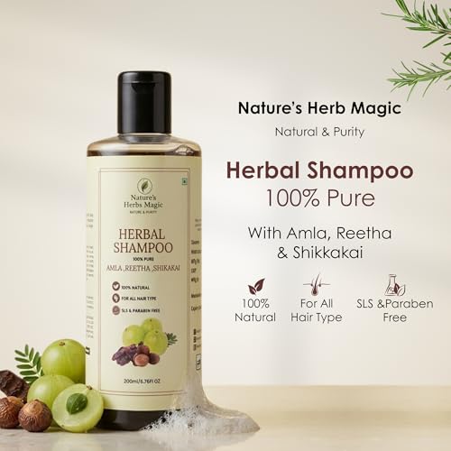 Image of Nature's Herbs Herbal Shampoo Conditioner & Rosemary Water Combo | Amla Reetha Shikakai Hair Fall Control Shampoo with Aloe Vera Conditioner & Rosemary Hair Spray for Hair Growth Scalp Care | Men Women | 200 ml + 200 ml + 100 ml