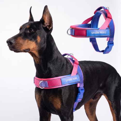 Image of Spark Paws No Pull Front Clip Dog Harness - Easy On, Padded and Lightweight | Two Clips, On in Seconds, Chest Bearing, Australian Style, No Throat Pressure, for Small Medium and Large Breeds