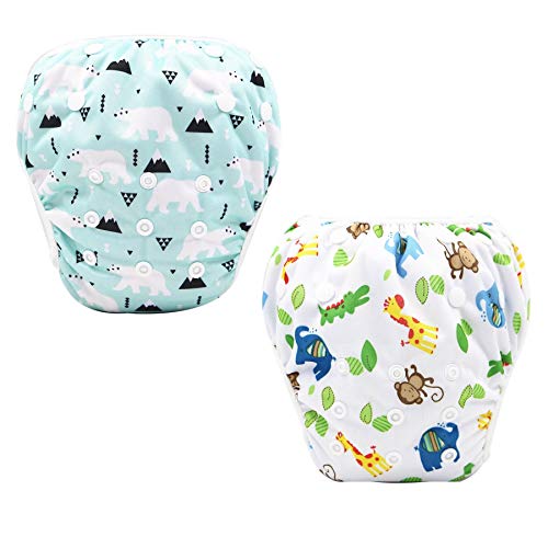 Swim Diaper (2 Pack), Adjustable Swimming Trunks for Babies Toddlers Infants Swimming Lesson
