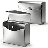 Suwimut 2 Pack Sanitary Napkin Disposal Receptacle, Stainless Steel Flip Top Receptacle Bin Waste Holder, Wall...