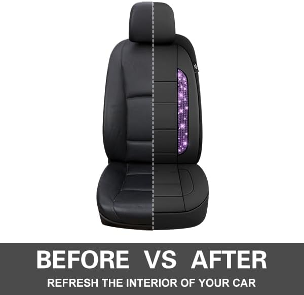 Miniatura 5 de CAROMOP Juego de 2 fundas de asiento delantero de cuero brillante para automóvil, con diamantes de imitación brillantes, impermeables, ajuste