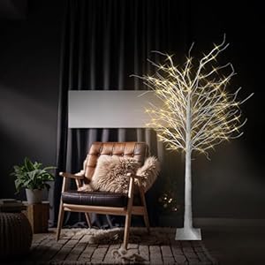 KOL 6FT 2-Pack Artificial Lighted Birch Tree, 200 Warm White Fairy LED Lights, Indoor Outdoor Home Garden Party Wedding Thanksgiving Christmas Decor, Realistic Dense Faux Plant with Remote Control KOL 6FT 2 Pack Artificial Lighted Birch Tree 200 Warm White Fairy LED Lights Indoor Outdoor Home Garden Party Wedding Thanksgiving Christmas Decor Realistic Dense Faux Plant with Remote Control