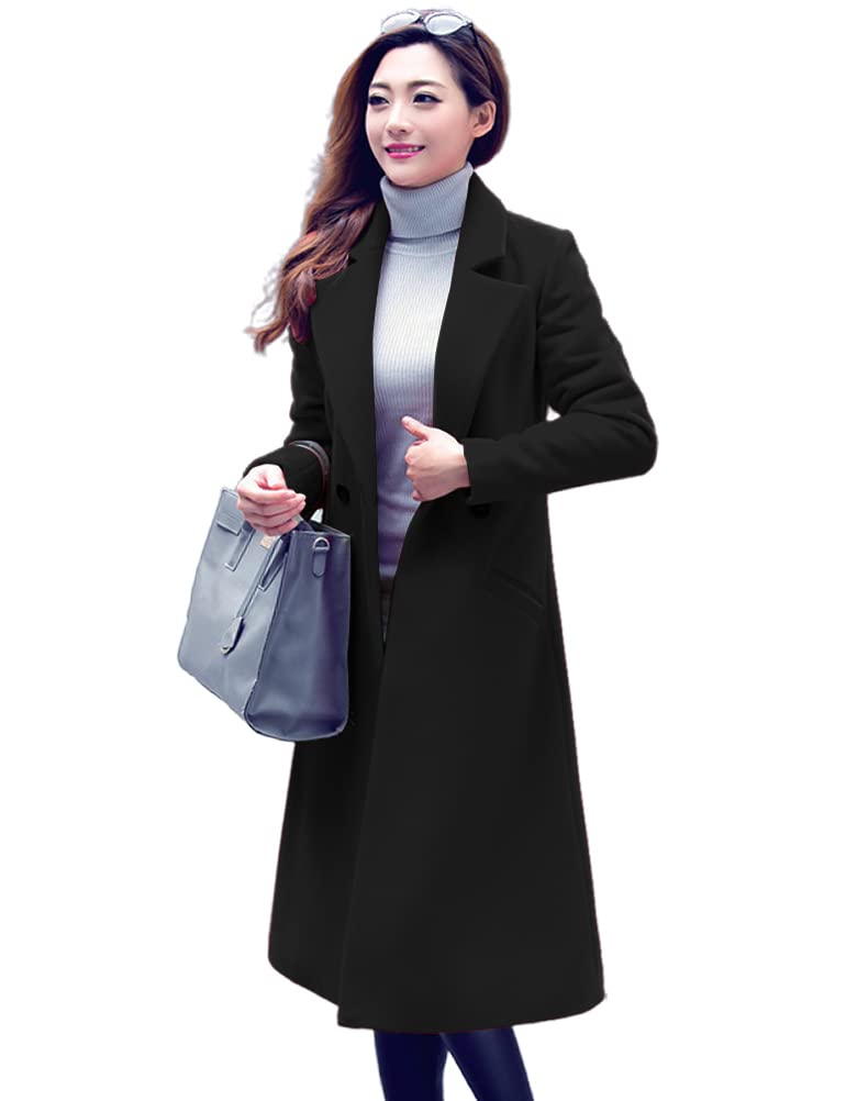 IDEALSANXUNLong Wool Coats for Women Fall Winter Coats Wool Jacket Peacoat