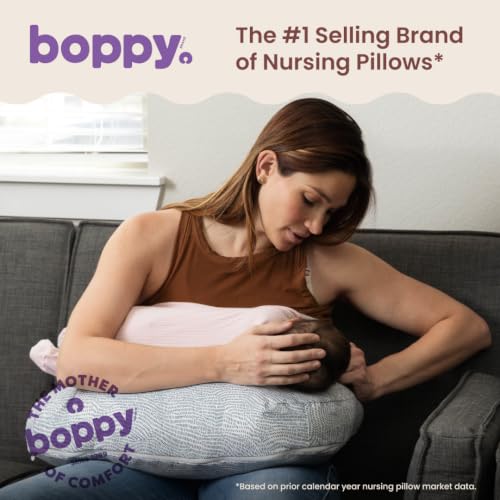 Image of Boppy Nursing Pillow - Verified Safe Breastfeeding Pillow with Softer Fill for Comfortable Support, Machine Wash & Dry Cover, Non-Toxic Materials - Blue Speckled Current