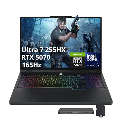 Image of Lenovo Legion Pro 5i 16 inch WQXGA 165Hz Gaming Laptop, Intel 20-core Ultra 7 255HX (Beats Intel i9-14900HX), GeForce RTX 5070, 16GB, 1TB SSD, Backlit Keyboard, Windows 11 Pro, Black, 1TB Docking Station