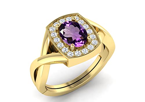 Sirdaksh 11.00 Carat Natural Amethyst Stone Gold Plated Adjustable Ring For Men Or Women's #TOP1