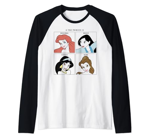 T-shirt Disney Princess portrait grid raglan baseball tee imprimé tendance