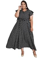 U&F Plus Size Women Black & White Printed Crepe Maxi Dress