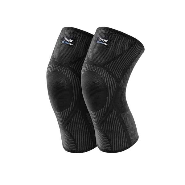 Frido Active Knee Cap Support for Men & Women | Active Compression for Pain Relief & Joint Support | Knee Sleeve for Gym, Running, Jogging, Sports & Workout | Anti-Sweat Knee Brace (1 Pair) Core Black, M