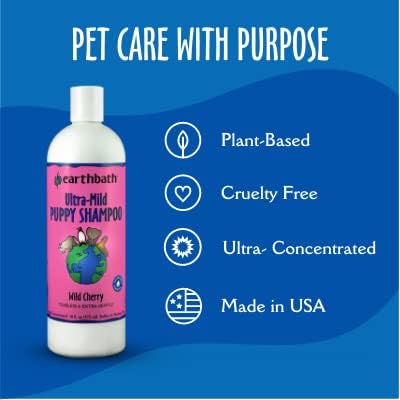 Miniatura 6 de Earthbath Champú ultra suave para cachorros de cereza silvestre, sin lágrimas y extra suave para la piel sensible de los cachorros, aloe vera,