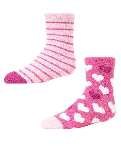 MeMoi Girl's Kitty Cats Fuzzy Mid-Cut Socks 2-Pack