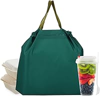 Vista 8 de 50 bolsas de plástico con asas resistentes al agua, resistentes para llevar, bolsa de transporte para alimentos, para restaurantes, comestibles