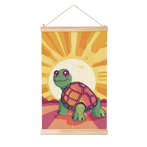 Peinture amusante Tortue au soleil pour salon chaleureux et rétro