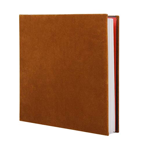 Photo Albums Scrapbook Velvet Cover, Thick Pages With Protective Film to Save Photos Permanently, DIY Memory Book, 11×11in for 120-160 Photos, Best Gift (brown)