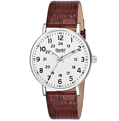 Image of Ajanta Quartz Analogue Dial with Leather Belt Men's Casual Watch AWC702