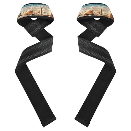 STAYTOP Beach Starfish and Shells Wrist Straps for Weightlifting,Lifting Straps with Neoprene Cushioned Wrist Padded and Anti-Skid Silicone for Strength Training,Bodybuilding,Deadlifting