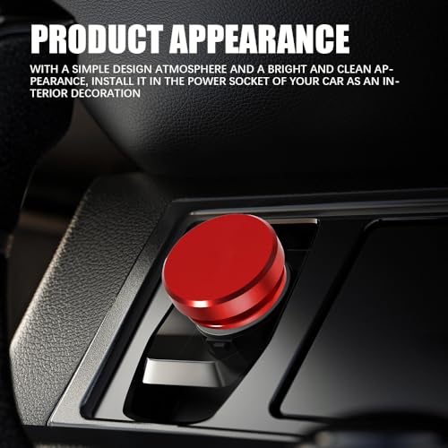 Image of 2PCS Universal Car Cigarette Lighter Plug Cover, Power Outlet Cap, Waterproof Dustproof Aluminum Cigarette Lighter Socket Cover Cap, Car Decoration for Vehicles with 12V Power Source (Red)