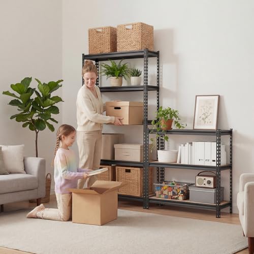 Image of VEVOR Storage Shelves, 5-Tier Adjustable, 3000 lbs Capacity, Heavy Duty Garage Storage Shelving Unit, Metal Utility Rack Shelf, for Kitchen Pantry Basement Bathroom, 36.34 inch W x 12.17 inch D x 71.38 inch H