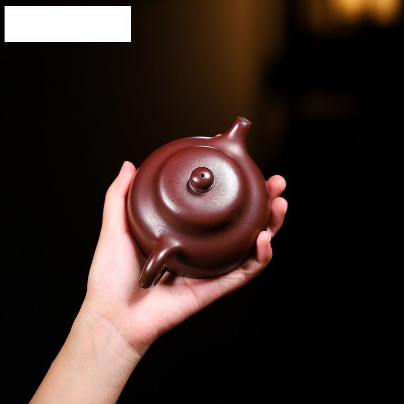 Tetera hecha a mano de 230 ml de arcilla morada, tetera hecha a mano, mineral crudo, berenjena, zisha, té para preparar té de hojas