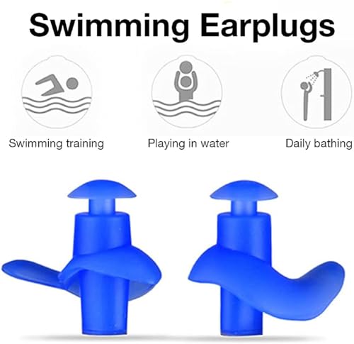 Image of James HealthPlus 1 Pair Waterproof Silicone Earplugs Soft Texture Portable Ear Plugs for Water Sports Swimming with Storage Box (Blue)