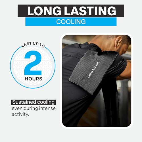 COLD FACTOR Instant Cooling Towel - Sports Cooling Towel with UPF 50+ and Reflective Protection - Moisture Wicking, Chemical-Free Evaporative Cooling for Hot Weather, Runners & Athlete (Black, 1 Pack)