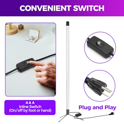 Waygor 72W Black Light Bar - Upgraded 4ft Blacklight Bar 395nm to 405nm LED Black Lights Premium Floor Stand UV Light Bar with 6ft Cord, Plug, Switch for Glow Party, Halloween (2 Pack) - Thumbnail 4