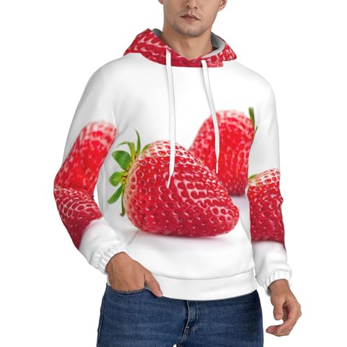 Sweat à capuche épais homme imprimé fraises en coton molletonné
