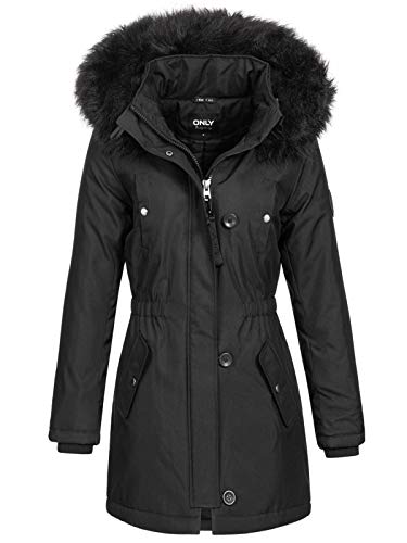 ONLY Damen Winterparka Iris 15213755 Black: Black fur M