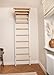 BenchK 212W Solid Beech Wooden Wallbars, Stallbars, Swedish Ladder, Gymnastic Ladder, Wooden Furniture with Oval Rungs, Adjustable Pull Up Bar and Removable BenchTop Used as a Desk