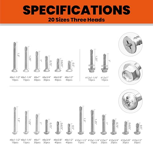 Eshasfy LJHS480 480Pcs Self Drilling Screws Assortment Kit thumb #1