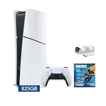 PlayStation 5 Slim Digital Edition Fortnite Flowering Chaos Bundle and Mytrix Controller Charger - White, 825GB SSD Gaming Console